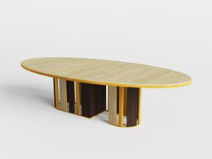 新中式椭圆形实木茶几