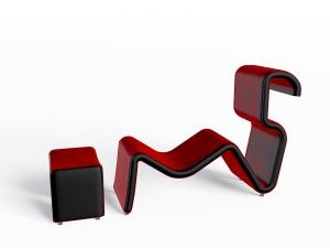 现代个性红色躺椅、脚踏