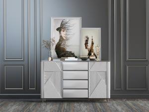 新中式银色螺纹带抽屉玄关柜