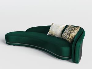 现代轻奢墨绿色多人沙发