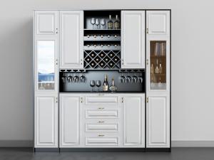 简欧白色带抽屉和玻璃柜门的酒柜3d模型 简欧白色带抽屉和玻璃柜门的酒柜