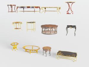 简欧雕花圆形、方形和长方形茶几