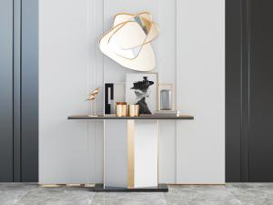 新中式金属条装饰的端景台、异形装饰镜3d模型 新中式金属条装饰的端景台、异形装饰镜