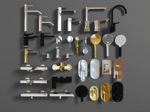 现代黑色、金色金属水龙头花洒