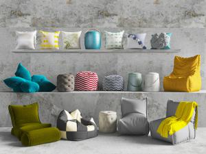 现代布艺懒人沙发坐墩靠垫抱枕