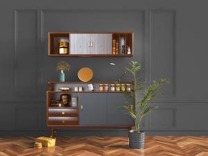 北欧实木餐边柜和吊柜