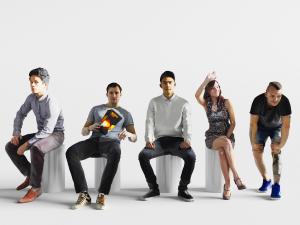 坐在凳子上的男人和女人3d模型 坐在凳子上的男人和女人