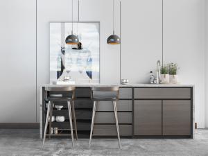 北欧实木带水池的吧台吧椅