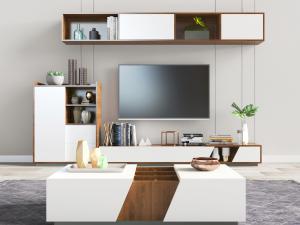 北欧实木电视柜边柜茶几组合