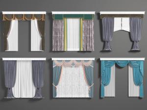 简欧花边帘头的窗帘窗纱