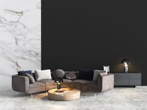 现代弧形多人沙发、茶几组合