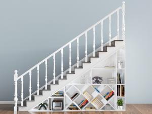 简欧白色栏杆的楼梯3d模型 简欧白色栏杆的楼梯