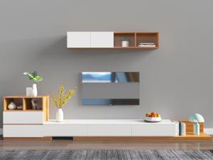 北欧实木拼接撞色电视柜电视机