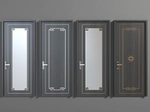 新中式黑色镶金边的平开门