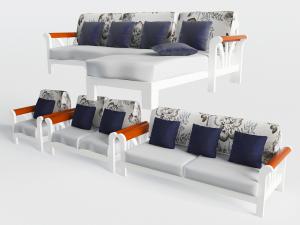 现代白色转角多人沙发