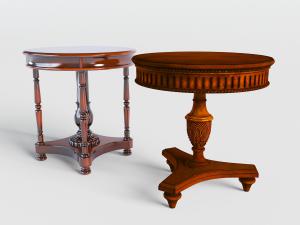 欧式圆形实木茶几