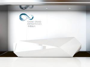 现代大理石几何造型的前台接待台