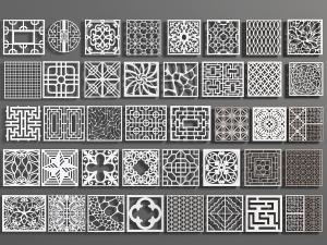 中式方形雕花窗格