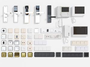 现代密码门锁对讲机开关面板3d模型 现代密码门锁对讲机开关面板
