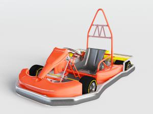 红色单人卡丁车3d模型 红色单人卡丁车