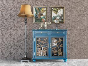 地中海蓝色玻璃柜门的玄关柜边柜