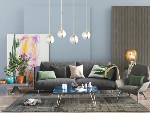 现代轻奢多人沙发休闲椅子茶几组合