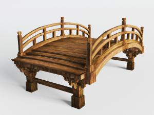 中式景观小河实木拱形小桥