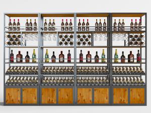 工业风金属架实木隔板的红酒架、货架