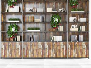 工业风拼接木片装饰置物柜