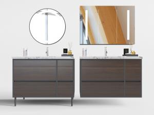 现代实木洗手台洗手盆浴室镜