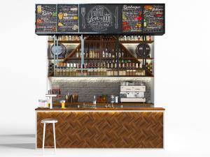 工业风吧台咖啡酒架3d模型 工业风吧台咖啡酒架