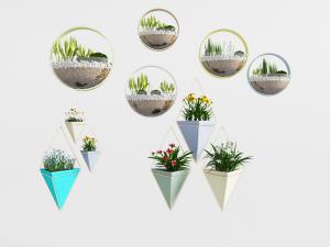 北欧墙面装饰绿色吊篮植物3d模型 北欧墙面装饰绿色吊篮植物