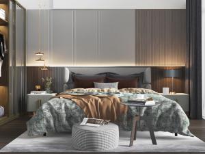 现代轻奢双人床衣柜