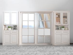 简欧白色带推拉门的装饰酒柜3d模型 简欧白色带推拉门的装饰酒柜