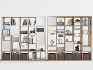 现代实木开放式装饰置物架