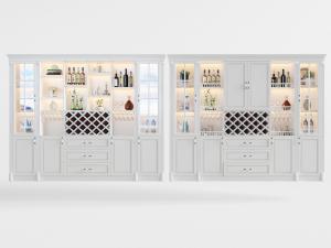 简欧白色酒柜3d模型 简欧白色酒柜