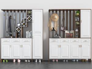 北欧玄关带衣架的鞋柜