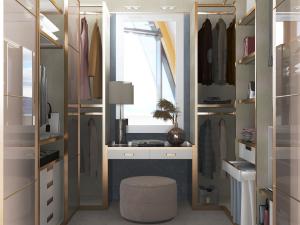 现代轻奢带梳妆台的衣帽间