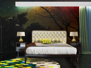 后现代双人床床头背景墙