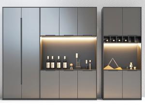 后现代灰色装饰储物柜酒柜3d模型 后现代灰色装饰储物柜酒柜