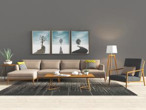 北欧实木多人单人沙发茶几组合3d模型 北欧实木多人单人沙发茶几组合