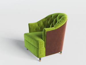欧式绿色布艺单人沙发3d模型 欧式绿色布艺单人沙发