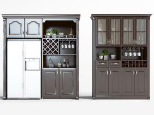 欧式深实木色酒柜3d模型 欧式深实木色酒柜