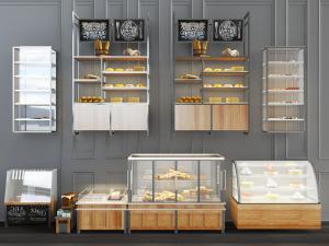 现代不同类型的糕点面包保鲜展柜