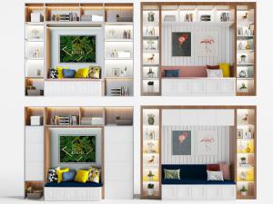 北欧带卡座的装饰置物柜