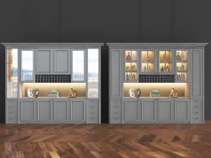 北欧灰色装饰酒柜3d模型 北欧灰色装饰酒柜