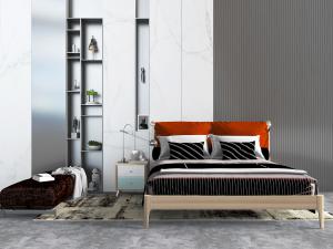 北欧实木双人床沙发凳