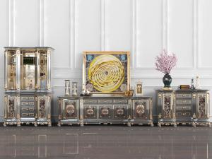 欧式雕花电视柜边柜装饰酒柜3d模型 欧式雕花电视柜边柜装饰酒柜