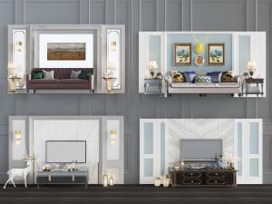 欧式多人沙发、电视柜