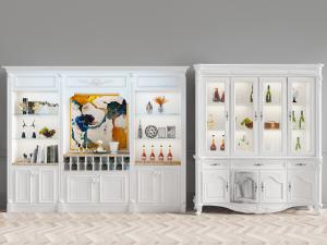 简欧白色装饰置物柜酒柜3d模型 简欧白色装饰置物柜酒柜